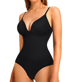 LODAY Shapewear Bodysuit Tummy Control Women Slimming Body Shaper Deep V-Neck Body Suits with Built in Bra（Black3XL