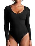 Ewedoos Long Sleeve Bodysuit V Neck Bodysuits for Women Tummy Control Shapewear Soft Slimming Body Suits for Womens